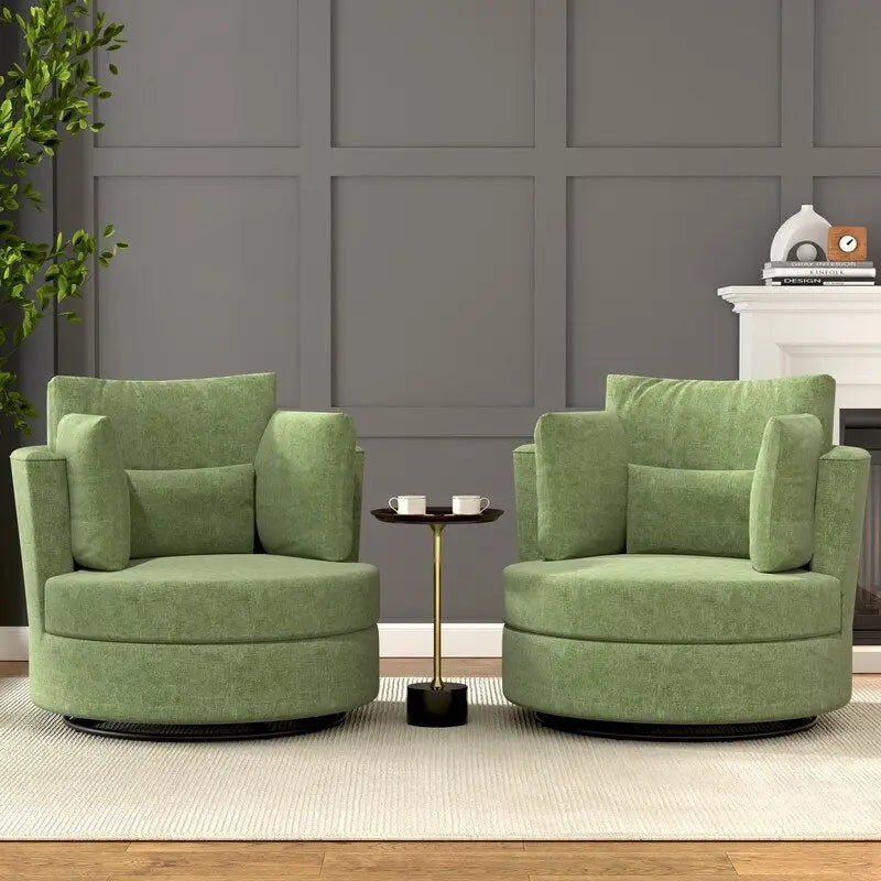 Chenille Swivel Soft Modern Upholstered Accent Chair (Set of 2)