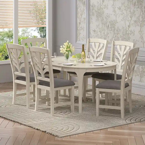 VECELO 5/7 Piece Dining Table Set Consist of an Oval Dining Room Table