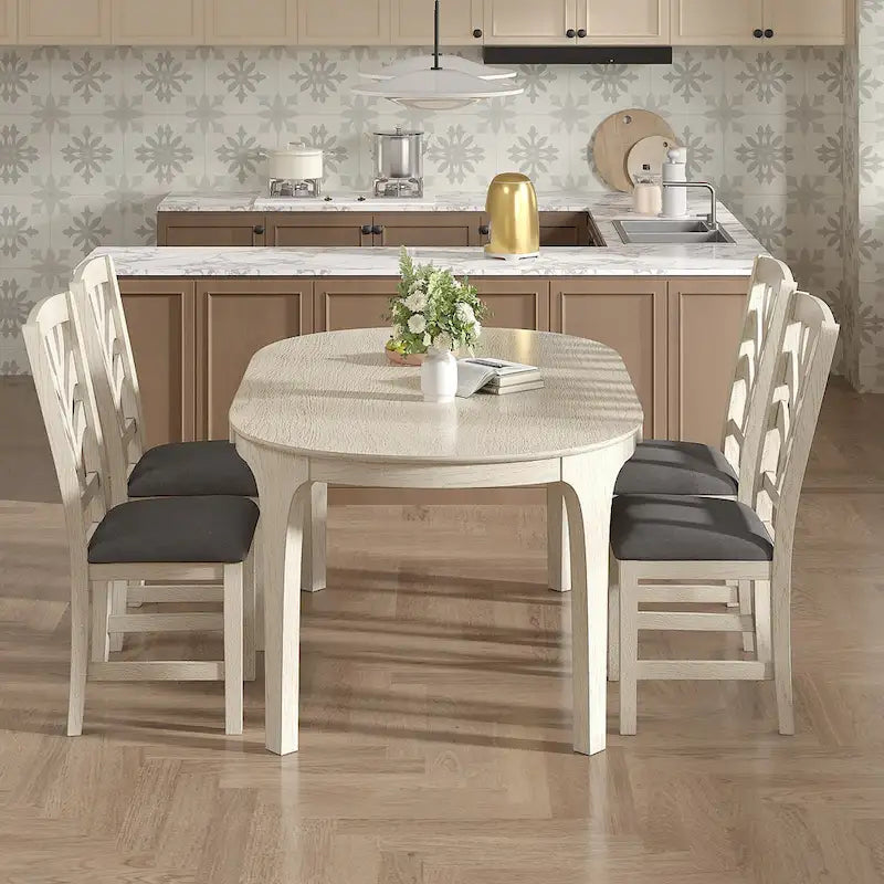 5/7 Piece Dining Table Set Consist of an Oval Dining Room Table