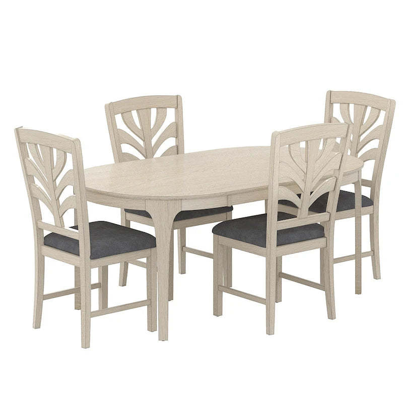 5/7 Piece Dining Table Set Consist of an Oval Dining Room Table