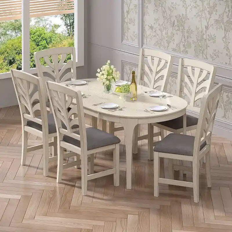 5/7 Piece Dining Table Set Consist of an Oval Dining Room Table