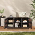 Costway 84 Gallon 3-Door Patio Wicker Storage Cabinet Deck Box with - See Details