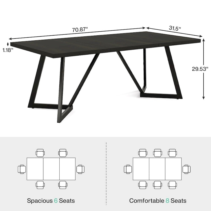 70.86-Inch Large Dining Table for 6-8, Modern Dining Room Table