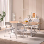 Folding Chairs Set of 4 Metal Frame Steel Seat with Triple Braced
