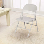 Folding Chairs Set of 4 Metal Frame Steel Seat with Triple Braced