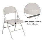 Folding Chairs Set of 4 Metal Frame Steel Seat with Triple Braced