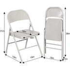 Folding Chairs Set of 4 Metal Frame Steel Seat with Triple Braced