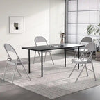 Folding Chairs Set of 4 Metal Frame Steel Seat with Triple Braced