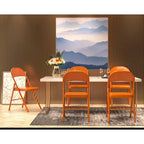 Folding Chairs Set of 4 Metal Frame Steel Seat with Triple Braced