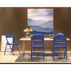 Folding Chairs Set of 4 Metal Frame Steel Seat with Triple Braced