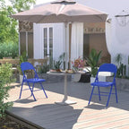 Folding Chairs Set of 4 Metal Frame Steel Seat with Triple Braced