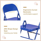 Folding Chairs Set of 4 Metal Frame Steel Seat with Triple Braced
