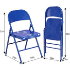 Folding Chairs Set of 4 Metal Frame Steel Seat with Triple Braced