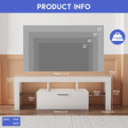 White 51.22 TV Stand with LED Lights and Toughened Glass Shelf for TVs Up to 55