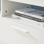 White 51.22 TV Stand with LED Lights and Toughened Glass Shelf for TVs Up to 55