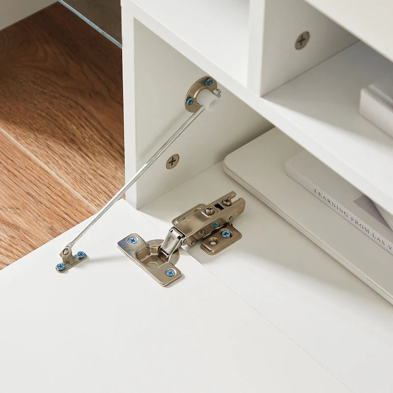 White 51.22 TV Stand with LED Lights and Toughened Glass Shelf for TVs Up to 55