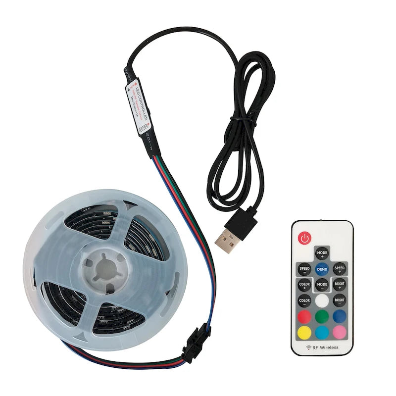 White 51.22 TV Stand with LED Lights and Toughened Glass Shelf for TVs Up to 55