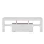 White 51.22 TV Stand with LED Lights and Toughened Glass Shelf for TVs Up to 55