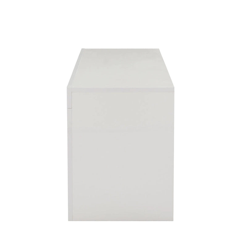 White 51.22 TV Stand with LED Lights and Toughened Glass Shelf for TVs Up to 55