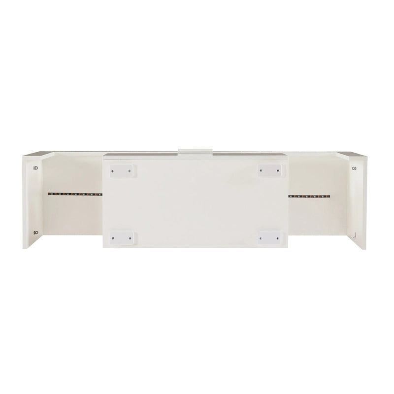 White 51.22 TV Stand with LED Lights and Toughened Glass Shelf for TVs Up to 55