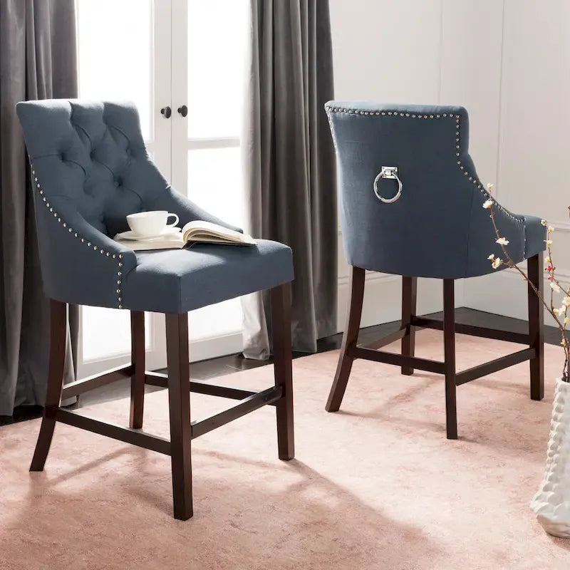 Dottie 26-inch Tufted Wing Back Counter Stool - Grey / Espresso (Set of 2) - 22.5 x 25 x 41 - 22.5 x 25 x 41