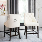 Dottie 26-inch Tufted Wing Back Counter Stool - Grey / Espresso (Set of 2) - 22.5 x 25 x 41 - 22.5 x 25 x 41