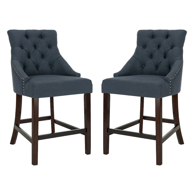 Dottie 26-inch Tufted Wing Back Counter Stool - Grey / Espresso (Set of 2) - 22.5 x 25 x 41 - 22.5 x 25 x 41