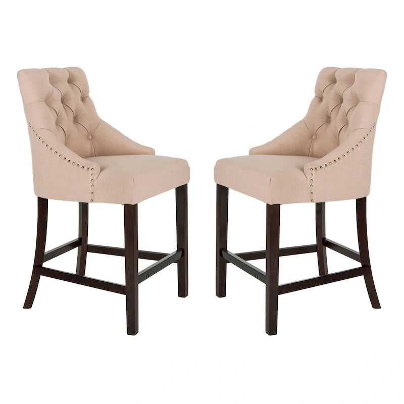 Dottie 26-inch Tufted Wing Back Counter Stool - Grey / Espresso (Set of 2) - 22.5 x 25 x 41 - 22.5 x 25 x 41
