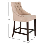 Dottie 26-inch Tufted Wing Back Counter Stool - Grey / Espresso (Set of 2) - 22.5 x 25 x 41 - 22.5 x 25 x 41