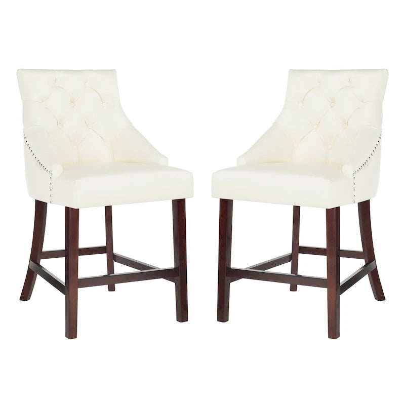 Dottie 26-inch Tufted Wing Back Counter Stool - Grey / Espresso (Set of 2) - 22.5 x 25 x 41 - 22.5 x 25 x 41