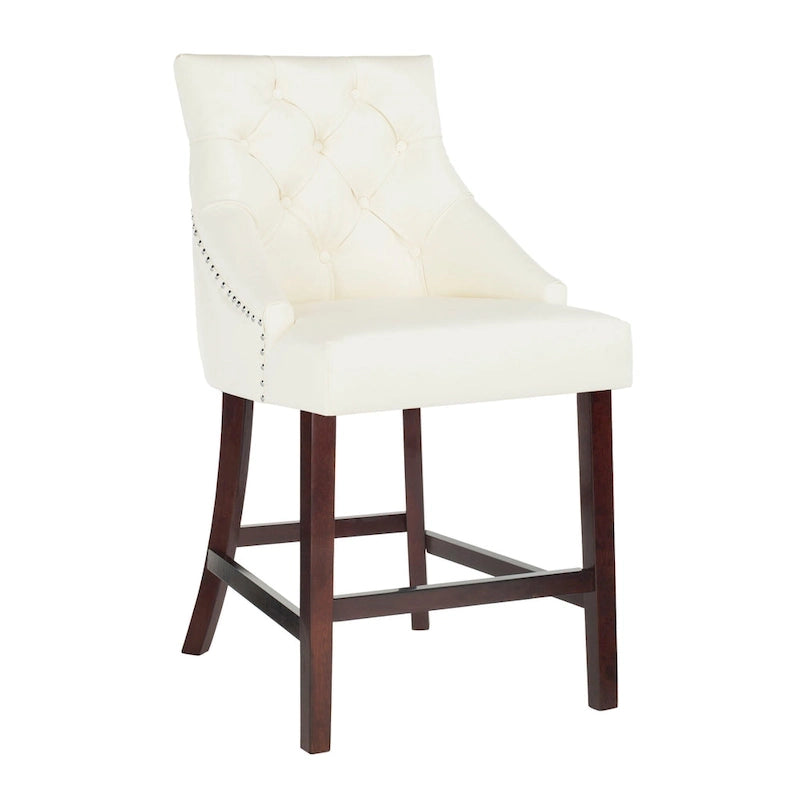 Dottie 26-inch Tufted Wing Back Counter Stool - Grey / Espresso (Set of 2) - 22.5 x 25 x 41 - 22.5 x 25 x 41