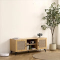 Oak Rattan TV Stand Storage Cabinet Entertainment Center 51.2 Inch - 16.00 x 51.20 x 20.50