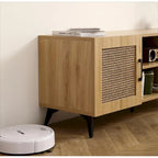 Oak Rattan TV Stand Storage Cabinet Entertainment Center 51.2 Inch - 16.00 x 51.20 x 20.50