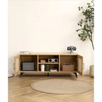 Oak Rattan TV Stand Storage Cabinet Entertainment Center 51.2 Inch - 16.00 x 51.20 x 20.50