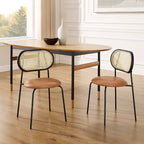 Cane Back Faux Leather Upholstered Dining Chair (Set of 2)