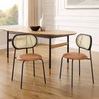Cane Back Faux Leather Upholstered Dining Chair (Set of 2)