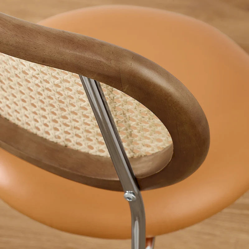 Cane Back Faux Leather Upholstered Dining Chair (Set of 2)