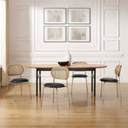 Cane Back Faux Leather Upholstered Dining Chair (Set of 2)