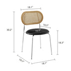 Cane Back Faux Leather Upholstered Dining Chair (Set of 2)