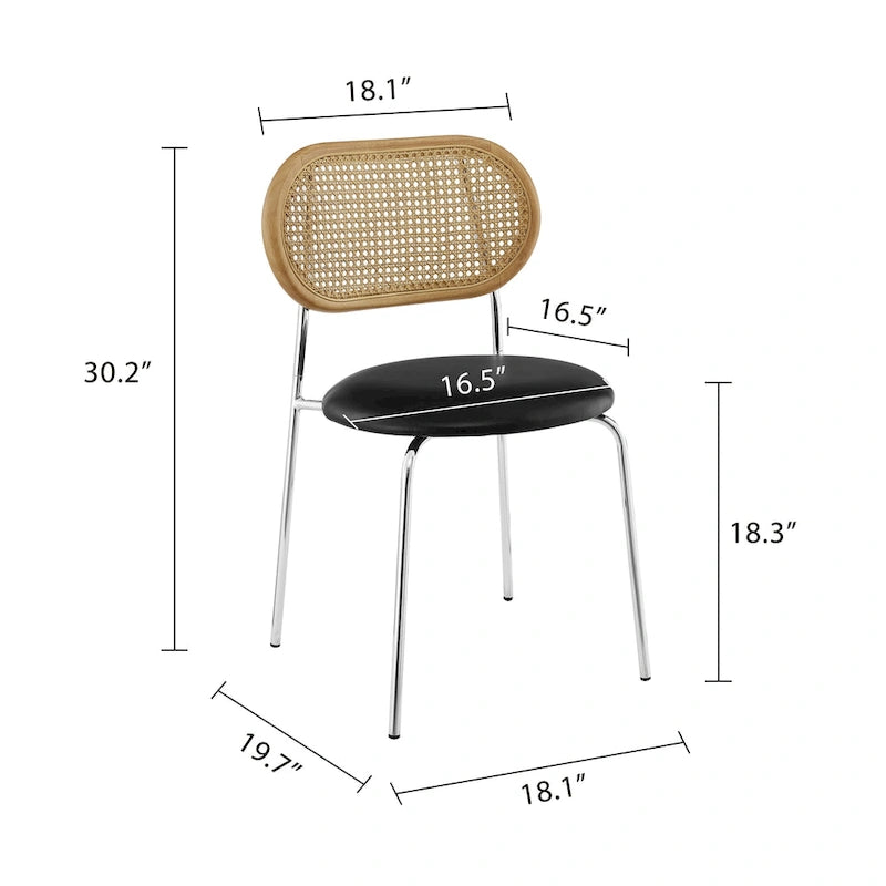 Cane Back Faux Leather Upholstered Dining Chair (Set of 2)