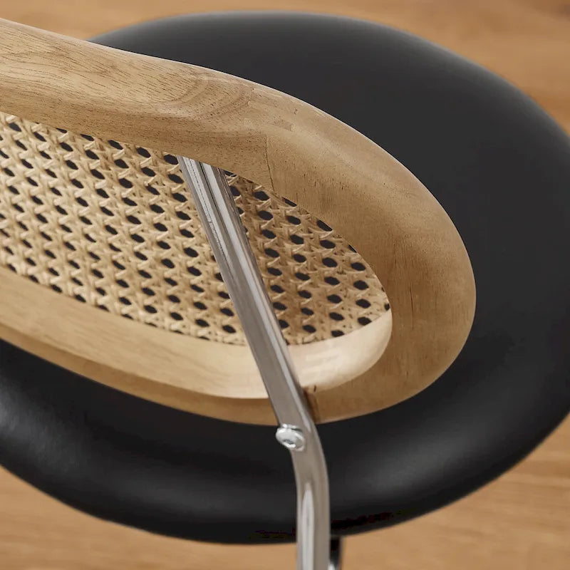 Cane Back Faux Leather Upholstered Dining Chair (Set of 2)