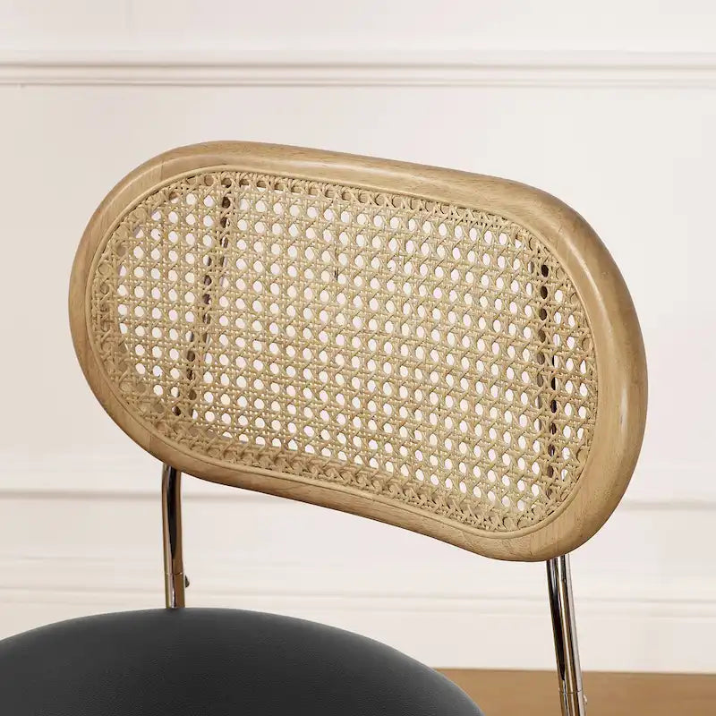 Cane Back Faux Leather Upholstered Dining Chair (Set of 2)