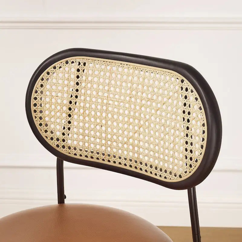 Cane Back Faux Leather Upholstered Dining Chair (Set of 2)