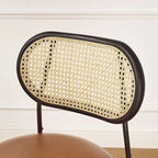 Cane Back Faux Leather Upholstered Dining Chair (Set of 2)