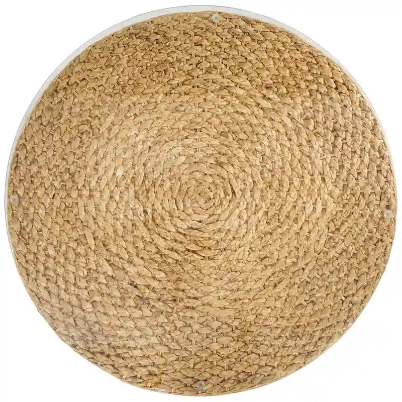 Rattan and Seagrass Handmade Woven Tapered Coffee Table or Accent Table with Glass Top Brown