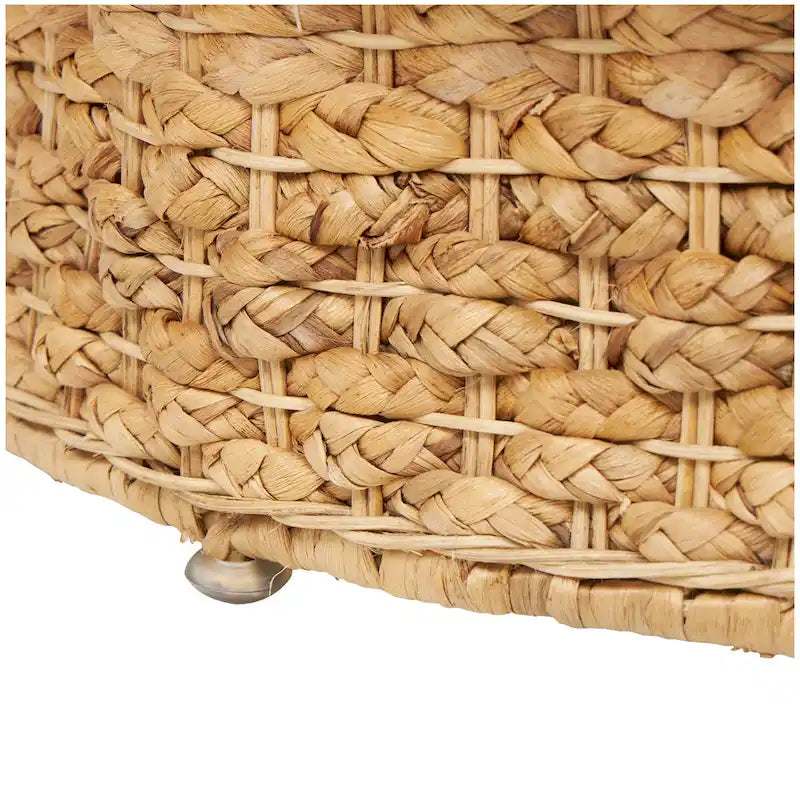 Rattan and Seagrass Handmade Woven Tapered Coffee Table or Accent Table with Glass Top Brown