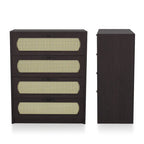 Tropical Espresso Faux Rattan Webbed 4-Drawer Mini Chest by
