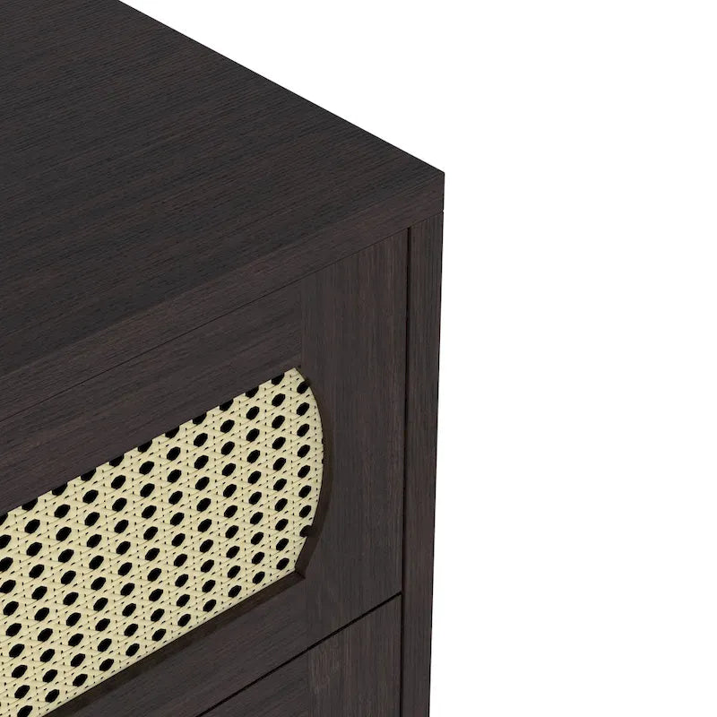 Tropical Espresso Faux Rattan Webbed 4-Drawer Mini Chest by