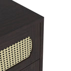 Tropical Espresso Faux Rattan Webbed 4-Drawer Mini Chest by