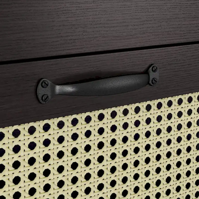 Tropical Espresso Faux Rattan Webbed 4-Drawer Mini Chest by